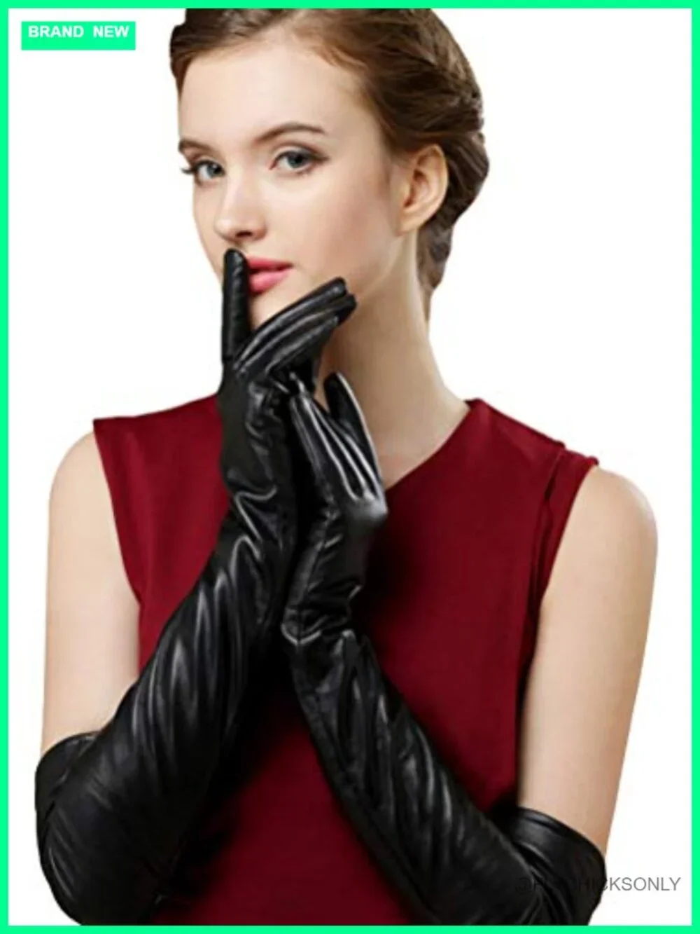 Women's Faux Leather Elbow Length Opera Gloves Touchscreen